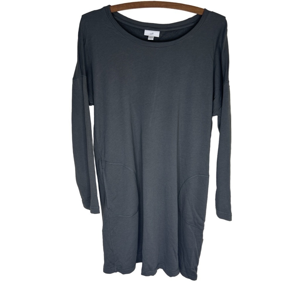 J. JILL French Terry Pullover Dress Long Sleeves Pockets Size Large Petite